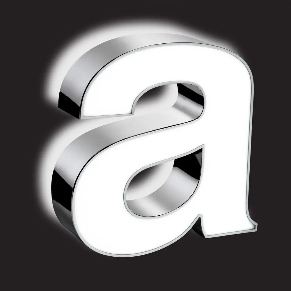 letra 3d con iluminacion frontlit-backlit